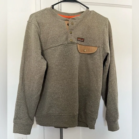 Patagonia Olive Green Henley Sweatshirt with Pocket - Picture 1 of 1